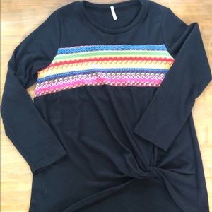 Beeson River Black Embroidered Knot Sweater 3x